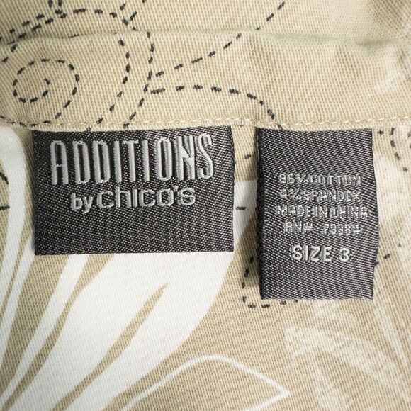 Additions by Chicos Floral Cotton Twill Button Jacket Womens 3 (XL) Khaki Beige - Picture 4 of 16